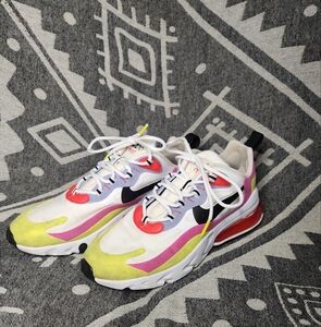 Nike Air Max 270 React Sneakers CZ9351 100 White Pink Yellow Women's Size 6.5